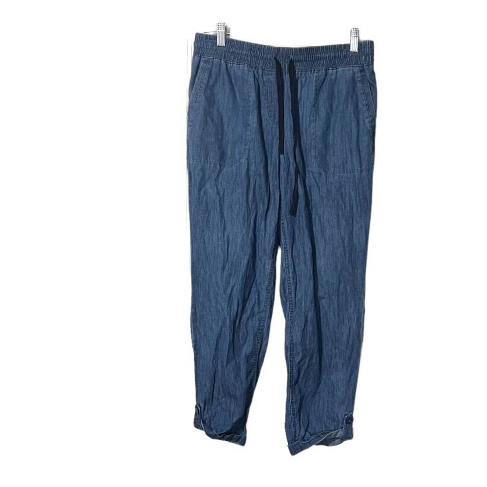 Talbots Lightweight Pull-on Drawstring Denim Pants Size Small Jeans Chambray